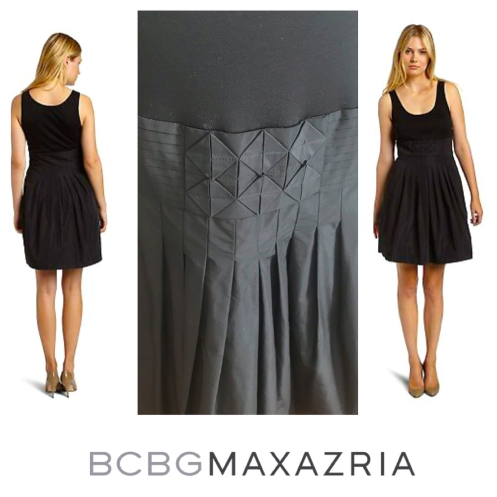 BCBGMAXAZRIA Jersey bodice taffeta fit & flare cocktail dress in black
